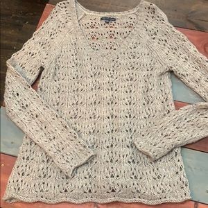 American Eagle Taupe V-Neck Sweater